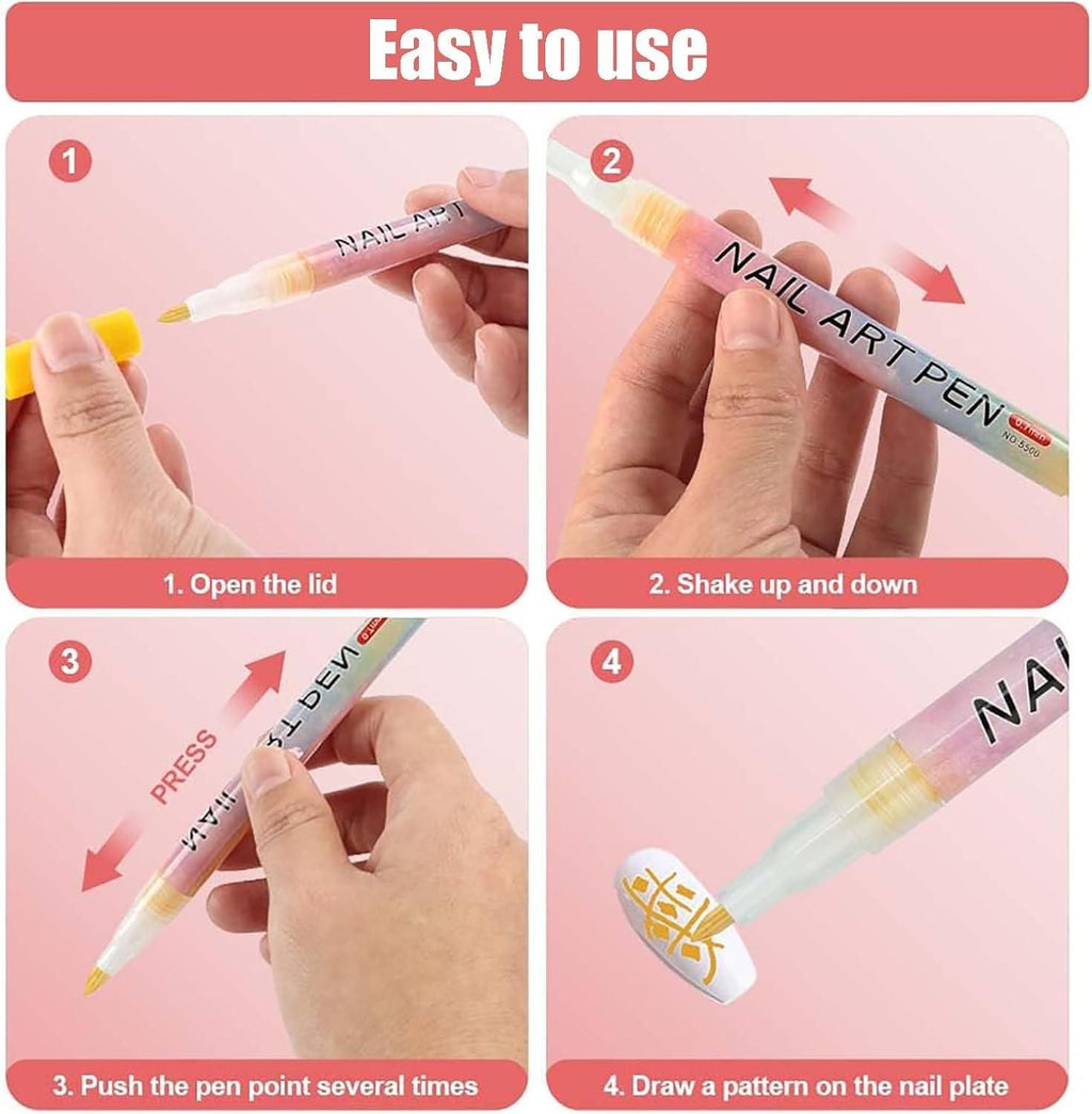 Nail Art Pens Set – 12 Vibrant Colors for Creative Nail Designs