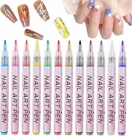 Nail Art Pens Set – 12 Vibrant Colors for Creative Nail Designs