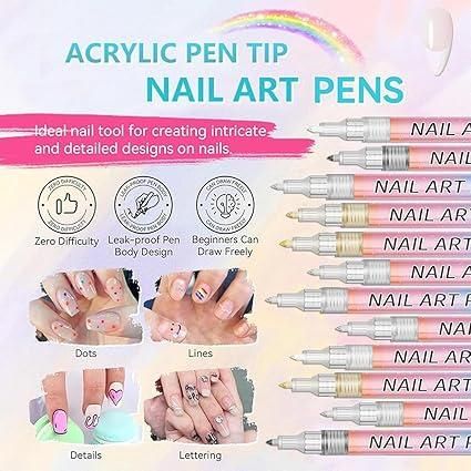 Nail Art Pens Set – 12 Vibrant Colors for Creative Nail Designs