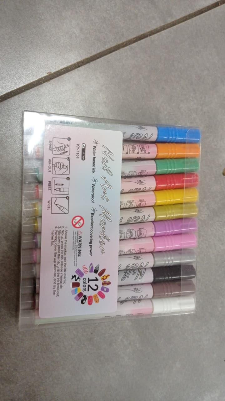 Nail Art Pens Set – 12 Vibrant Colors for Creative Nail Designs